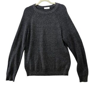 MNG Mango Crewneck Sweater Mens M Navy Blue Cotton Blend Heather Relaxed
